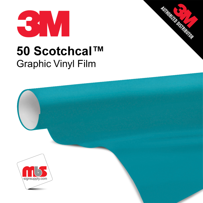 30'' x 50 Yards 3M™ Series 50 Scotchcal Gloss Teal 5 Year Punched 3 Mil Calendered Graphic Vinyl Film (Color Code 079)